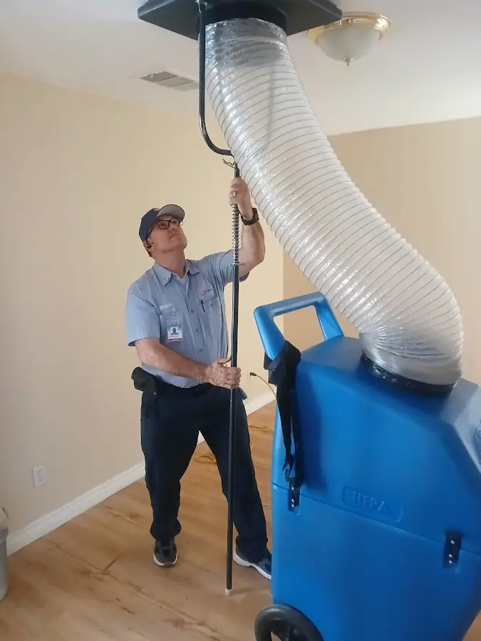 HVAC Installation technician using HEPA equipment in Satsuma